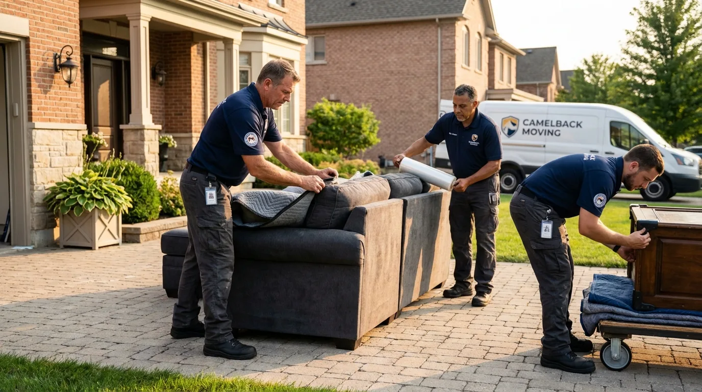Large estate moving crew wrapping furniture in Gardena, CA