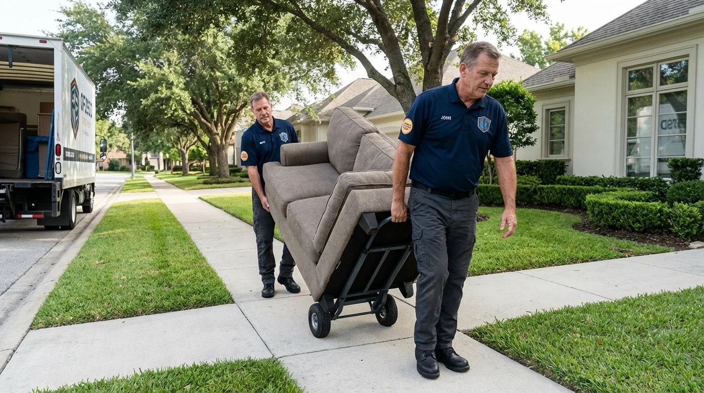 Local residential moving crew loading furniture in Gardena, CA
